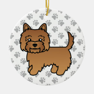 Red Cairn Terrier Dog Cute Illustration & Paws Ceramic Ornament