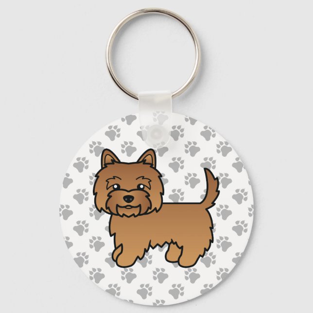 Red Cairn Terrier Dog Cute Illustration & Paws Key Ring (Front)