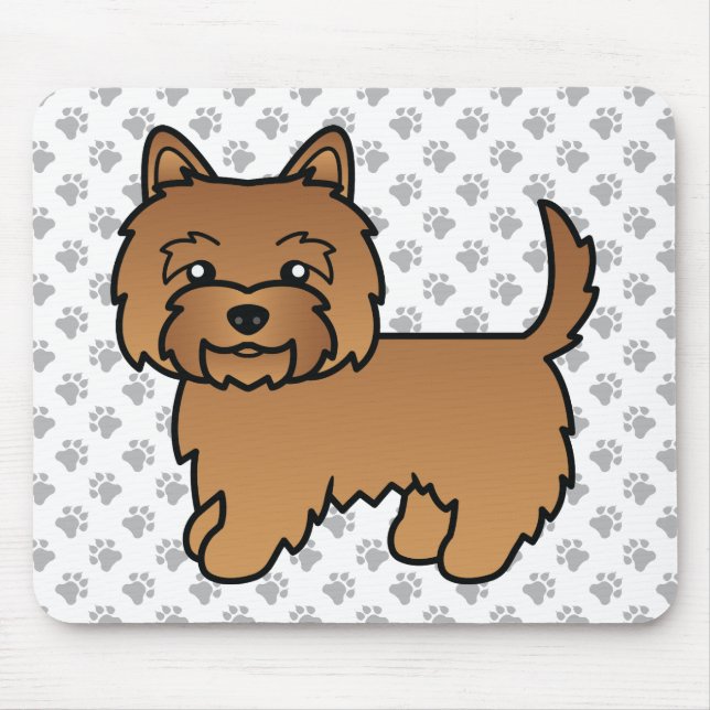 Red Cairn Terrier Dog Illustration & Paws Mouse Pad (Front)