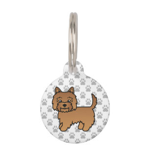 Red Cairn Terrier Dog Illustration & Pet's Info Pet Tag