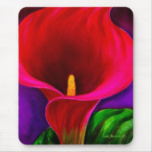 Red Cala Lily Flower Painting Art - Multi Mouse Pad