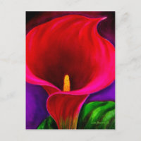 Red Cala Lily Flower Painting Art - Multi