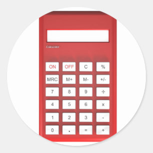 Red calculator calculator classic round sticker