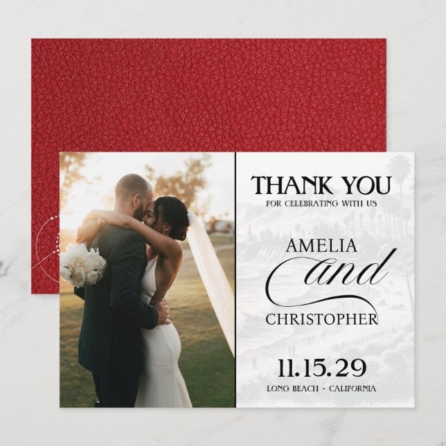 Red California Passport Thank You Card (Front/Back)