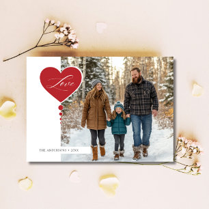 Red Calligraphy Love Family Photo Baby Valentines Holiday Card