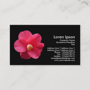 Red Camelia - Black Business Card