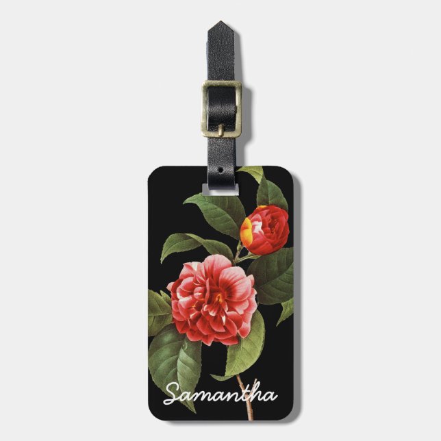 Red Camellia, 1833 Luggage Tag (Front Vertical)
