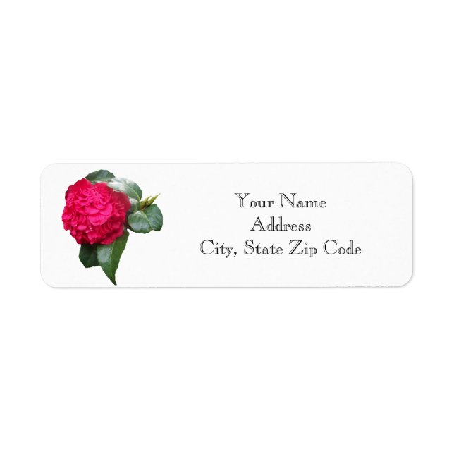 Red Camellia Flower Return Address Label (Front)