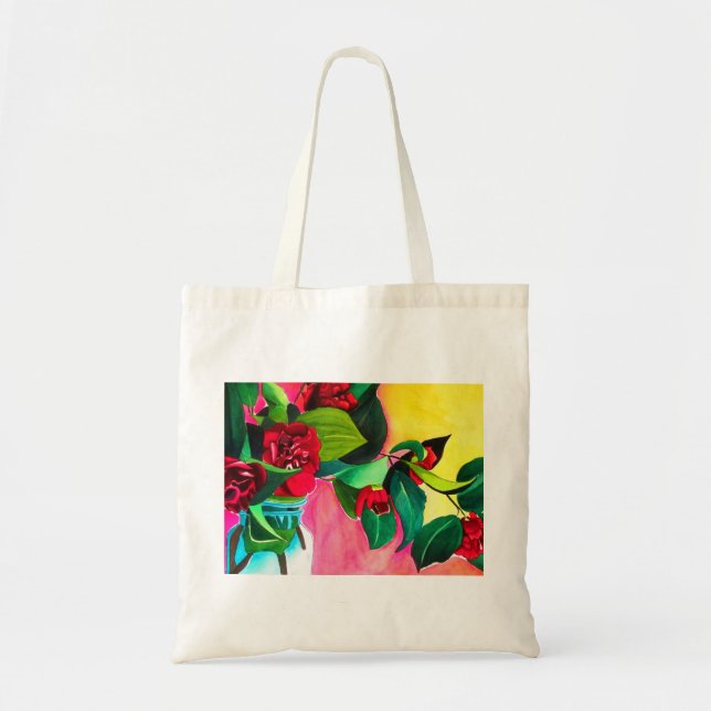 Red Camellias flower art Tote Bag (Front)