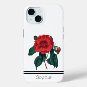 Red Camillia Watercolor Custom iPhone 15 Case