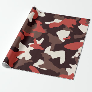 Red camo camouflage army pattern wrapping paper
