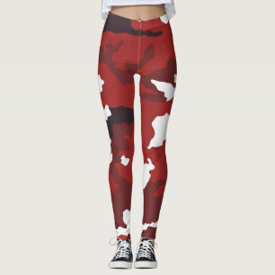 Red Camo Pattern Pink Maroon Camouflage Leggings
