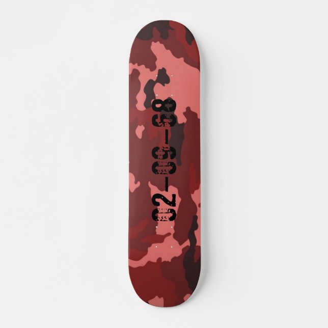 Red Camo Pattern Pink Maroon Camouflage Skateboard (Front)