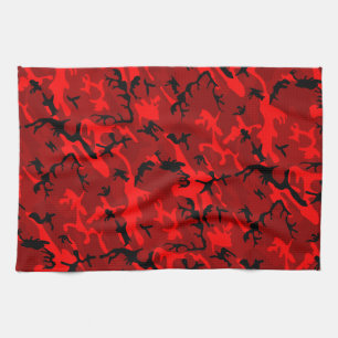 Red Camo Pattern Tea Towel