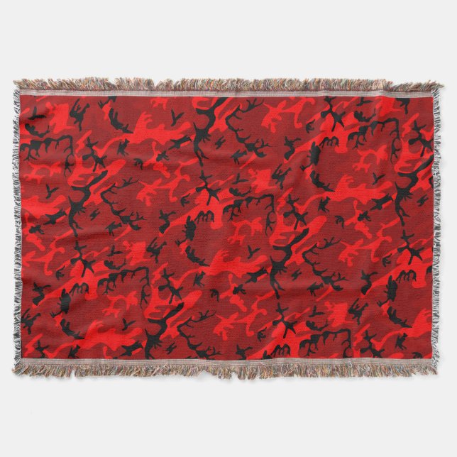 Red Camo Pattern Throw Blanket (Front)