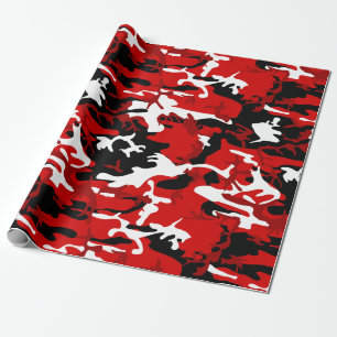 red camouflage black white camo wrapping paper