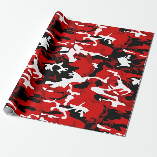 red camouflage black white camo wrapping paper (Unrolled)