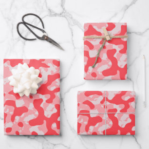 Red Camouflage Camo Wrapping Paper Sheet