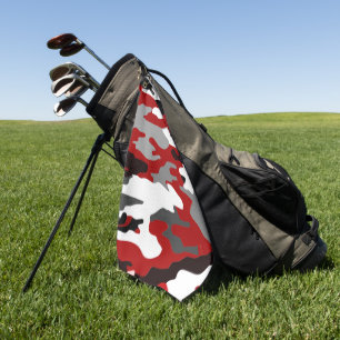 Red Camouflage Golf Towel