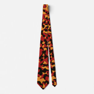 Red Camouflage in Black and Orange Tie
