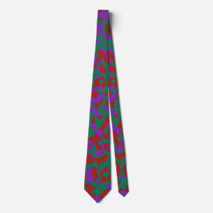 Red Camouflage in Green and Purple Tie