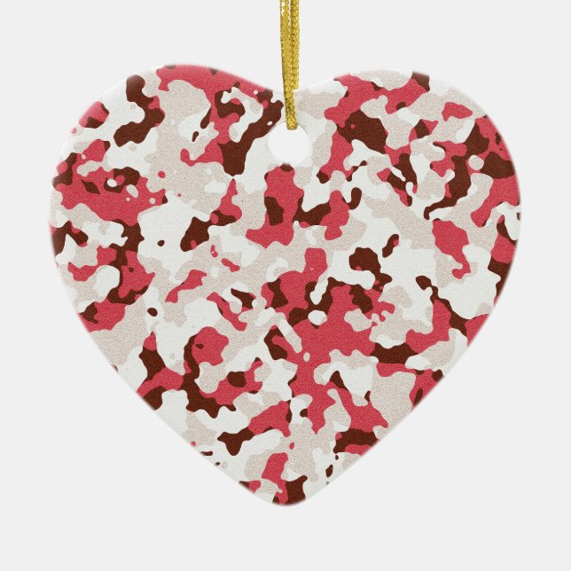 Red camouflage pattern ceramic tree decoration (Front)