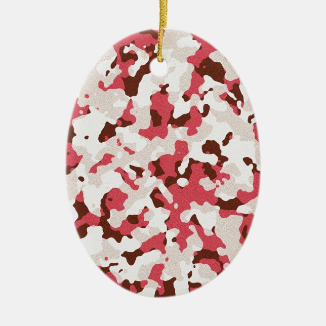 Red camouflage pattern ceramic tree decoration (Front)