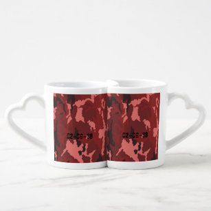 Red camouflage pattern coffee mug set
