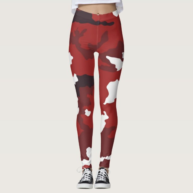 Red camouflage pattern leggings (Front)