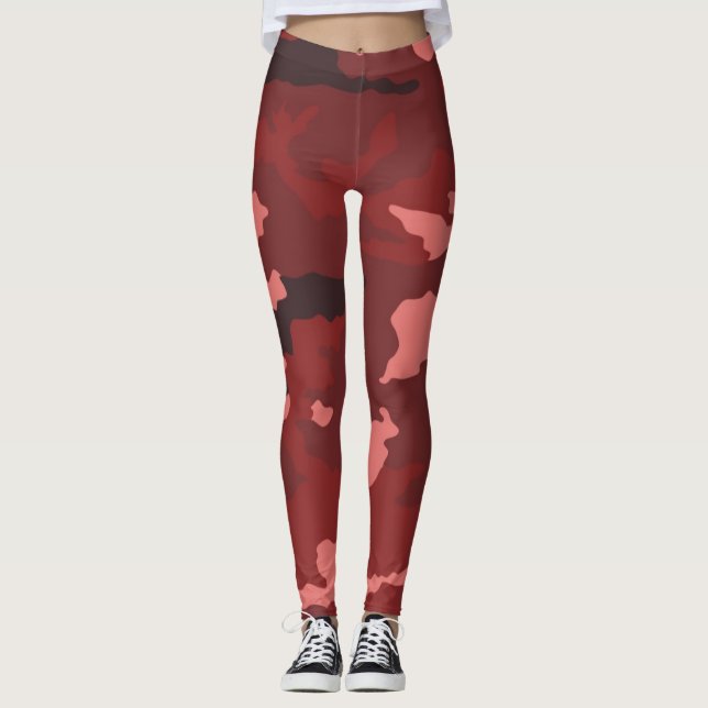 Red camouflage pattern leggings (Front)