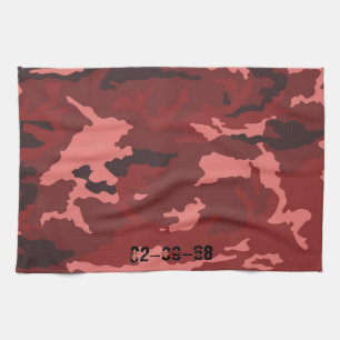 Red camouflage pattern tea towel