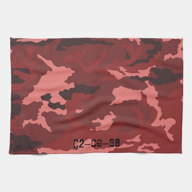 Red camouflage pattern tea towel (Horizontal)