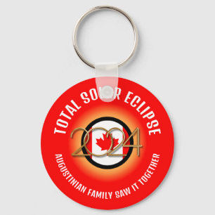Red CANADA Flag 2024 TOTAL SOLAR ECLIPSE Souvenir Key Ring