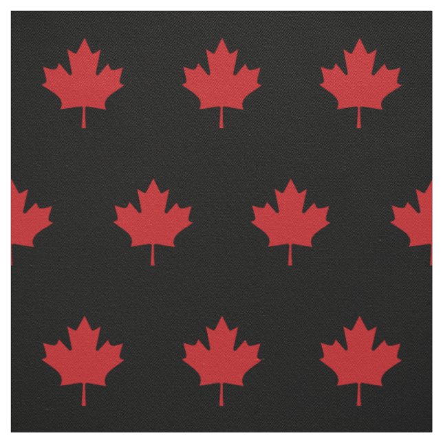 Red Canada leaf - black fabric (Swatch)