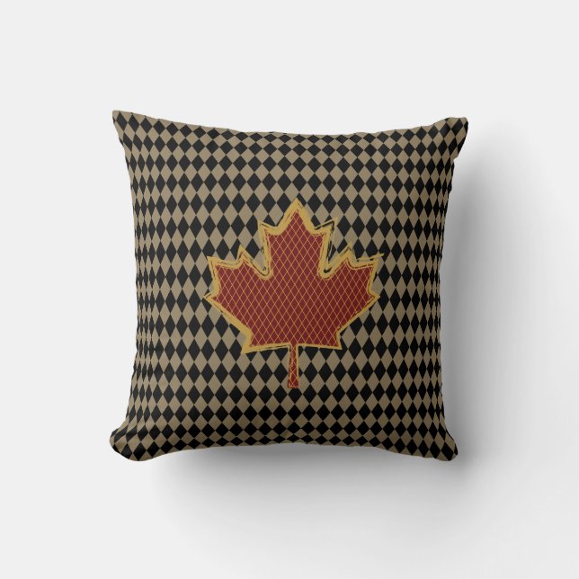 Red Canadian Maple Leaf on Gold Cushion (Front)