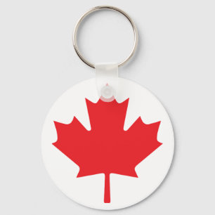 Red Canadian Maple Leaf on White Background Key Ring