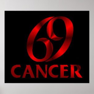 Red Cancer Horoscope Symbol Poster