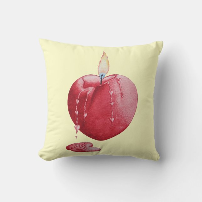 red candle shaped like a heart cushion (Front)