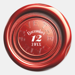 Red Candle Wax Seal Clear "SAVE THE DATE" Wedding