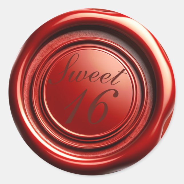 Red Candle Wax Seal Drip Sweet 16 Wedding (Front)