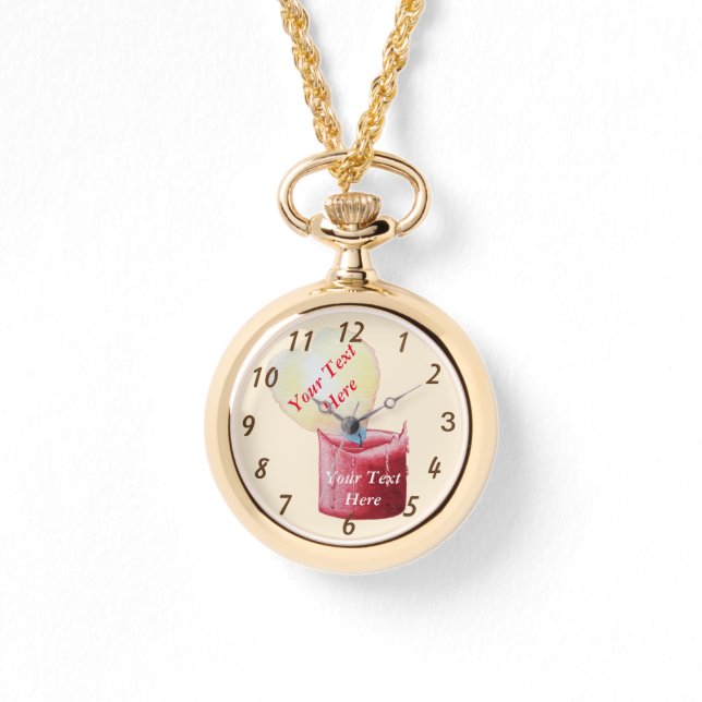 red candle with burning heart shaped flame of love watch (Front)