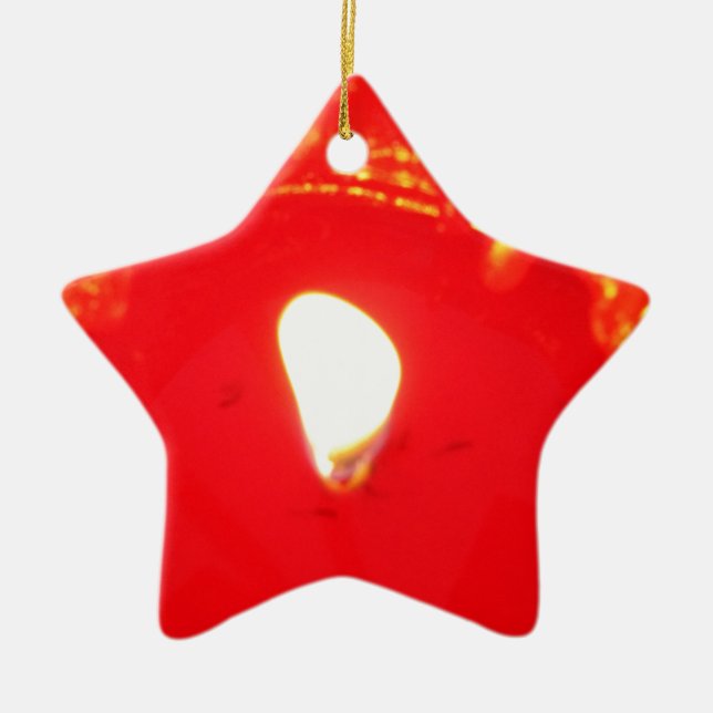 Red Candlelight, Flame , Candle, Christmas Love Ceramic Ornament (Front)
