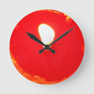 Red Candlelight, Flame , Candle, Christmas Love Round Clock