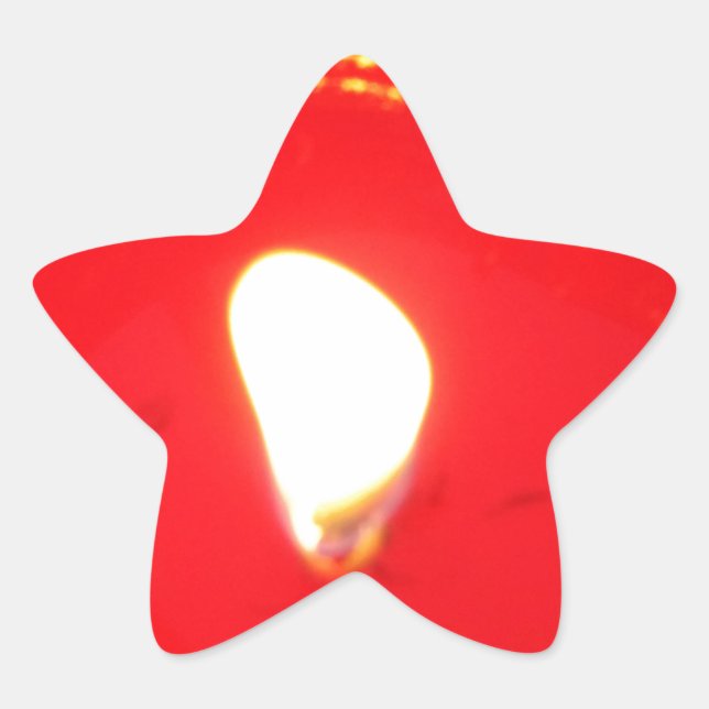 Red Candlelight, Flame , Candle, Christmas Love Star Sticker (Front)