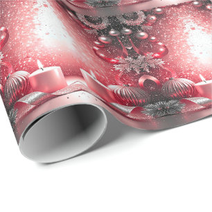 Red Candles Decor Christmas Holiday Wrapping Paper