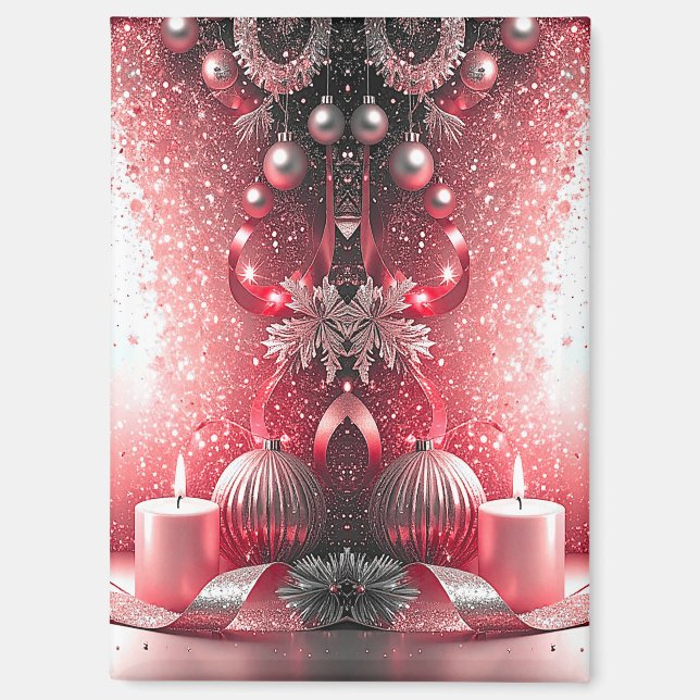 Red Candles Decorative Christmas Holiday Magnet (Front)