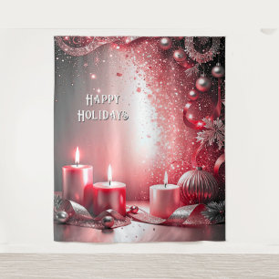 Red Candles Decorative Holiday Backdrop Tapestry