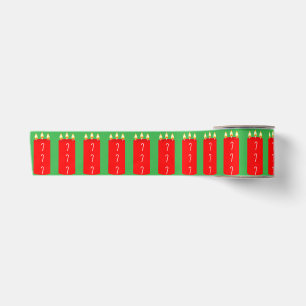 Red Candy Cane Candle Green Ribbon Satin Ribbon