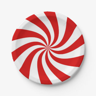 red candy cane party plate