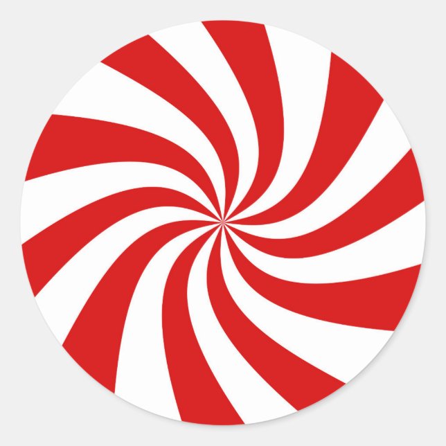 red candy cane party plate classic round sticker (Front)